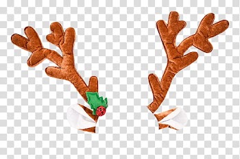 CHRISTMAS, brown reindeer antlers transparent background PNG clipart