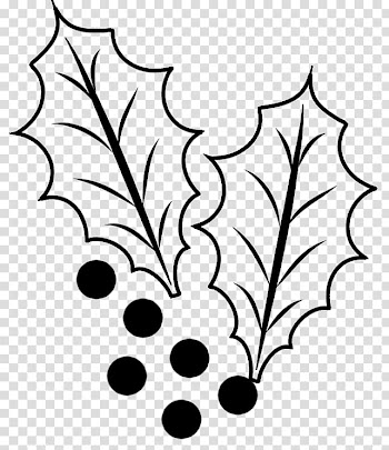 Christmas brushes, black and white floral illustration transparent background PNG clipart