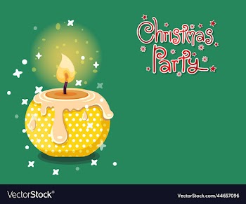 christmas burning candle with christmas party