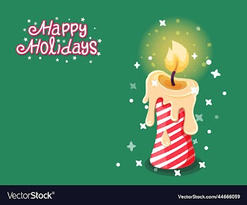 christmas burning candle with happy holidays