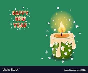 christmas burning candle with happy new year