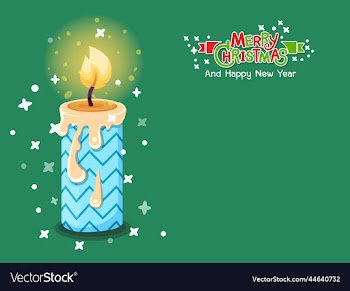 christmas burning candle with merry christmas