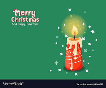 christmas burning candle with merry christmas