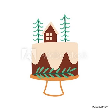 Christmas cake flat vector illustration
