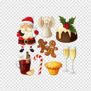 Christmas cake Mince pie Christmas pudding Santa Claus, Hand-painted Santa Claus transparent background PNG clipart