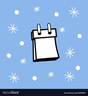 christmas calendar on blue square background