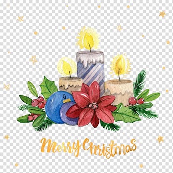 Christmas Candle Flower, Drawing Candle transparent background PNG clipart