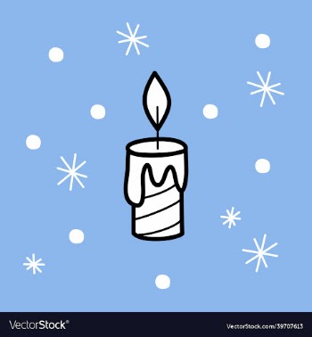christmas candle on light blue square background