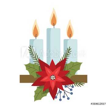 Christmas candle with poinsettia