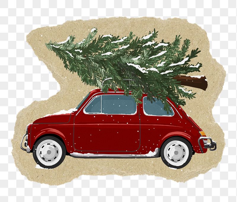 Christmas car png sticker, torn | Free PNG Illustration - rawpixel