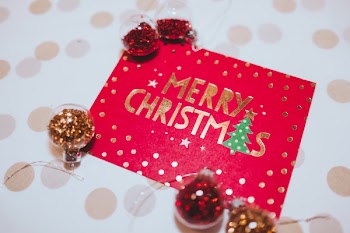Christmas card and mini baubles