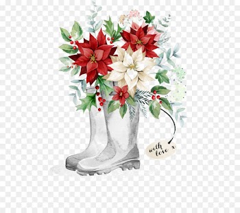 Christmas card Christmas gift Clip art - Hand-painted boots safflower 