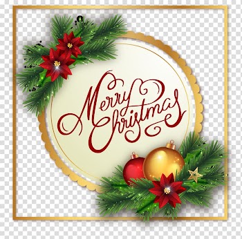 Christmas card Christmas ornament Christmas tree Greeting card, Romantic gold frame Christmas Card transparent background PNG clipart