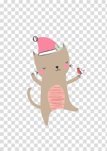 Christmas card Christmas tree Cat, christmas transparent background PNG clipart