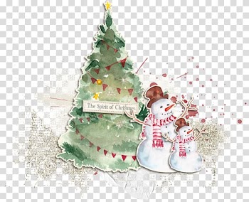 Christmas card Christmas tree Snowman, Hand-painted Christmas cards transparent background PNG clipart