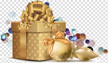 Christmas card , Golden Christmas gift transparent background PNG clipart