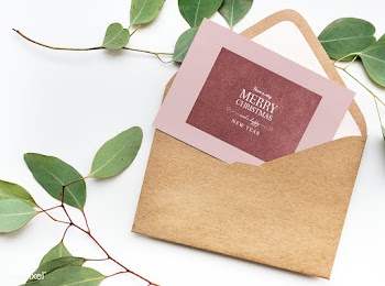 Christmas card in an envelope | Free stock psd mockup - 516247