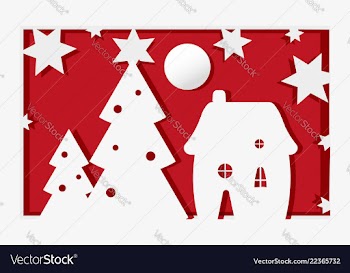 Christmas card in paper art vector image