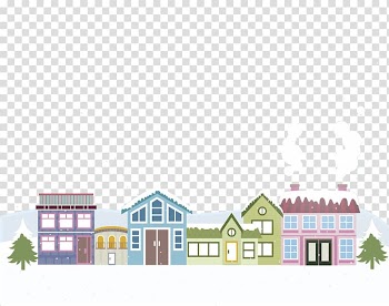 Christmas card Landscape Gift, Snow roof transparent background PNG clipart