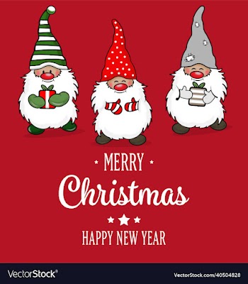 christmas card with cute gnomes seasons greetings