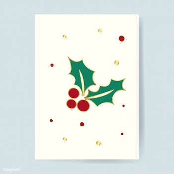 Christmas card with holly leaves vector | Free stock vector - 503501