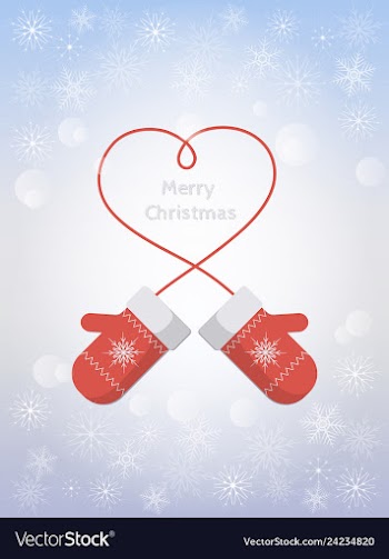 Christmas card with mittens vector image