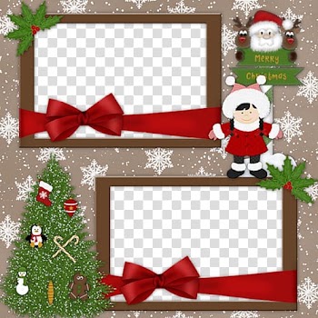 Christmas cartoon double box frame transparent background PNG clipart