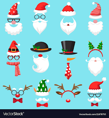Christmas cartoon hats xmas santa hat elf cap Vector Image