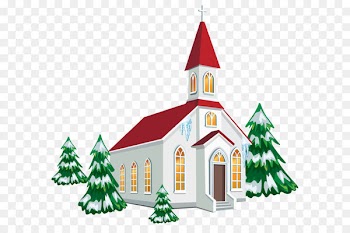 Christmas Church service Clip art - Winter Church with Snow Trees PNG Clipart Image 