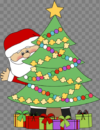 christmas clip art | Santa Behind a Christmas Tree Clip Art ...