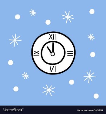 christmas clock on a blue square background
