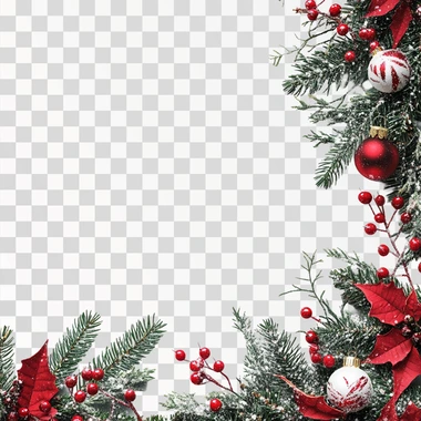 Christmas Corner Border Decoration PNG Download