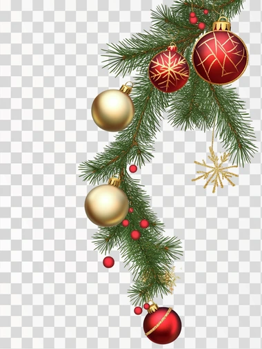 Christmas Corner Border decoration Png, isolated