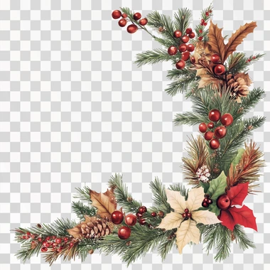 Christmas Corner Border decoration Png, isolated