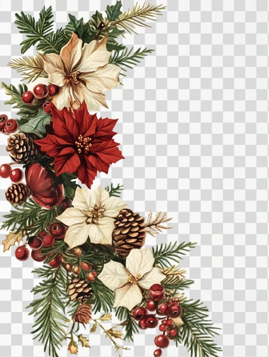 Christmas Corner Border decoration Png, isolated