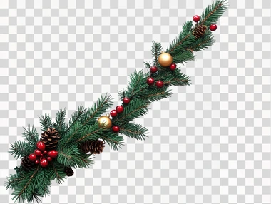 Christmas Corner Border decoration Png, isolated —ar 4:3