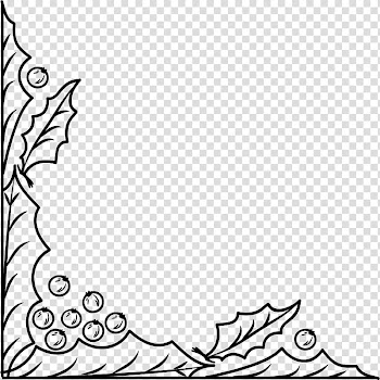Christmas corners, black flower frame transparent background PNG clipart