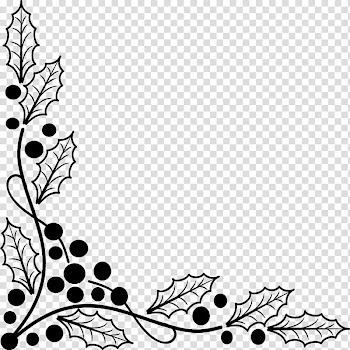 Christmas corners, black leaves art transparent background PNG clipart