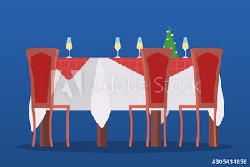 Christmas cozy dining room interior with holiday table