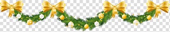 Christmas decoration Christmas ornament, Large Christmas Pine Garland , green and yellow wreath and bow tie decor illustration transparent background PNG clipart