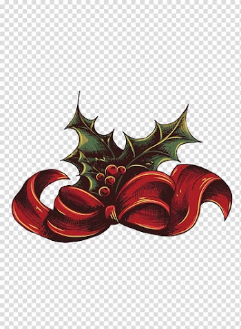 Christmas decoration Christmas tree , illustration Christmas ribbon and holly berries transparent background PNG clipart