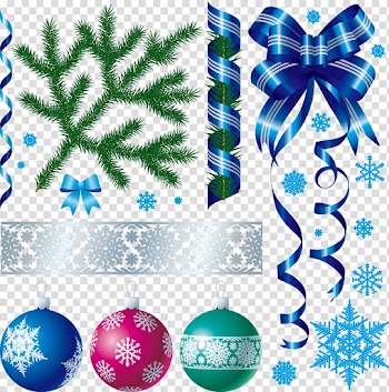 Christmas decoration Material , Ribbon bow decorated Christmas tree branches hanging ball transparent background PNG clipart