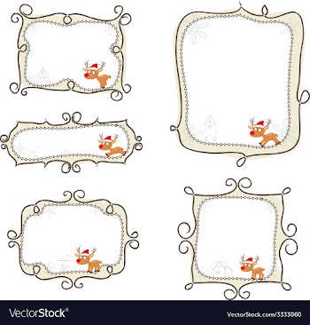 Christmas doodle boder with deer vector image