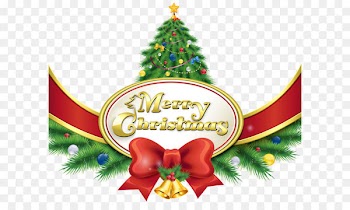 Christmas Eve Santa Claus Merry Christmas, Happy Holidays - Merry Christmas with Tree and Bow PNG Clipart Image 