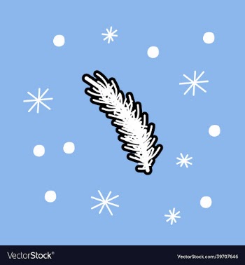 christmas fir twig - in flat style