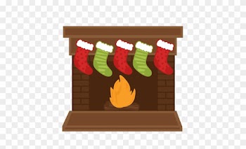 Christmas Fireplace Stockings Svg Scrapbook Shapes - Fireplace With Stockings Clipart