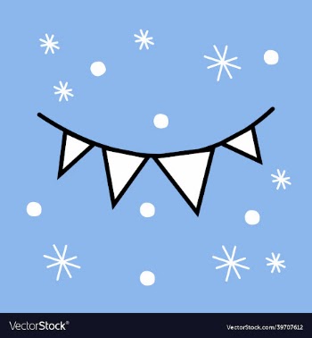 christmas flags on blue square background