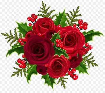 Christmas Flower bouquet Rose Clip art - red rose decorative 