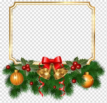 Christmas frame illustration, Christmas tree Christmas ornament Fir, Christmas Golden Border transparent background PNG clipart