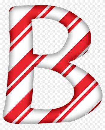 Christmas” Free Digital Scrapbook Kit With Papers, - Candy Cane Letter B